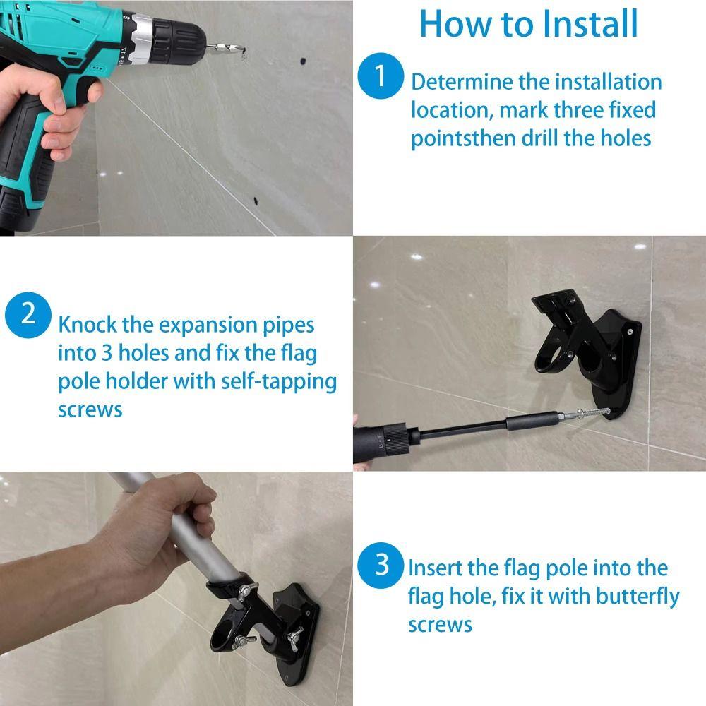 Rust Free Flagpole Mounting Base Double Hole Yard Banner Stand Sturdy Flagpole Bracket Outdoor