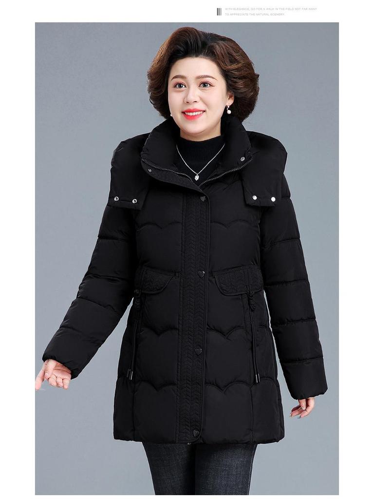 2025 Mid-Length Cotton Padded Jacket: Warm Winter Coat for Middle-Aged & Elderly Women