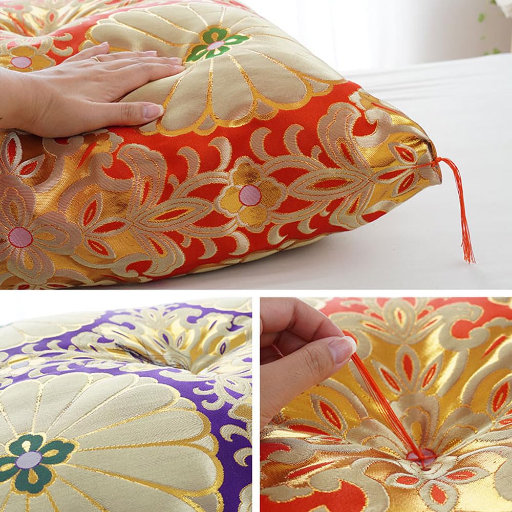 Large purple zabuton cushion for Buddhist altar use, 65 x 69 cm, made in Japan. Perfect for Buddhist memorial services. Filled with synthetic cotton