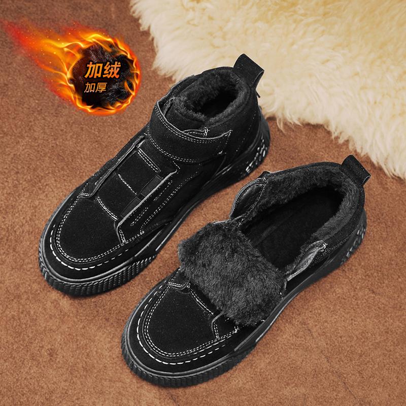 Men's New High Top Cotton Warm andComfortable Cotton Shoes Lightweight and Wear-resistant Solid Color Casual Winter Sports Shoes