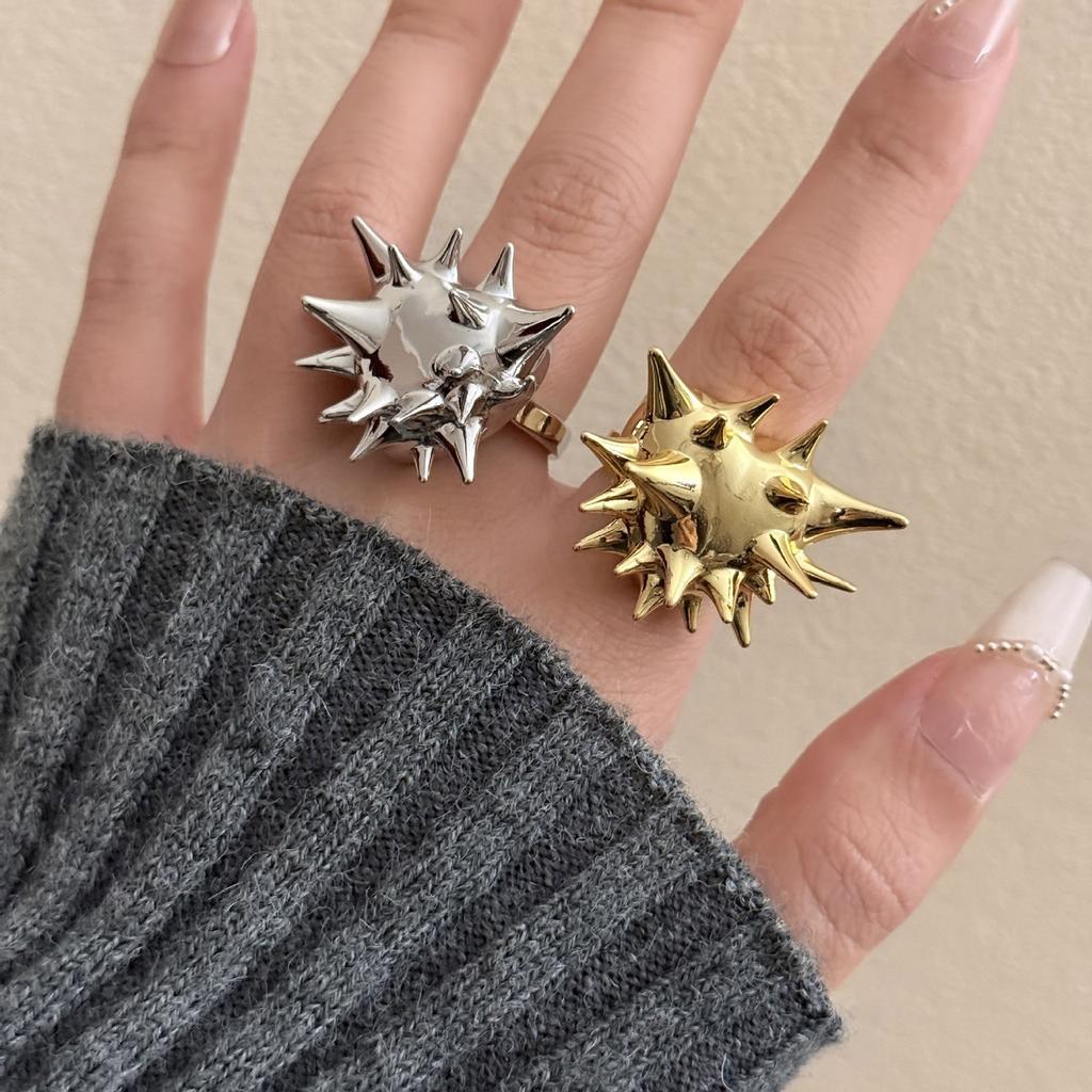 Unique Sea Urchin Spikes Ring Gold/Silver Alloy Ring Finger Jewelry Daily Wear Fashion Accessories for Women Girls