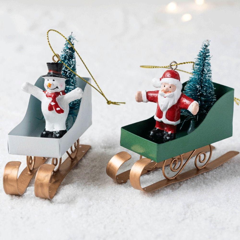 Retro Santa Claus Pendant DIY Crafts Cartoon Elk Doll Hanging Decor Iron Cute Christmas Tree Ornaments Home 2026 New Year Gift