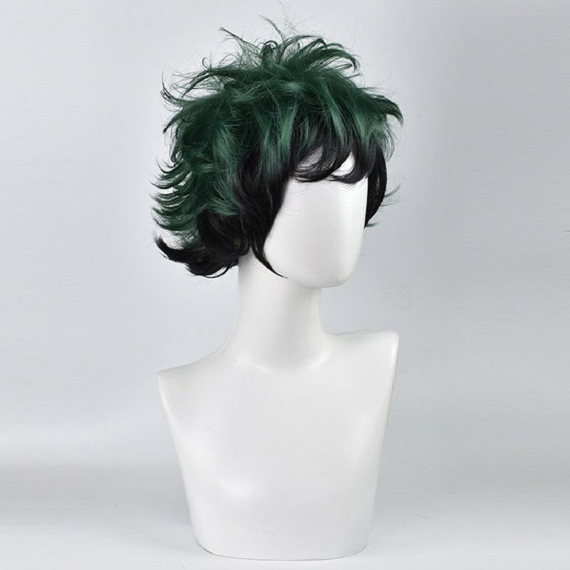 Premium Quality Anime My Hero Academia Deku Izuku Midoriya Short Cosplay Wig In Green With Black