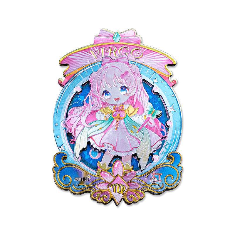 Soft Magnetic Wooden & Aluminum Foil Cartoon Zodiac Refrigerator Magnet Set