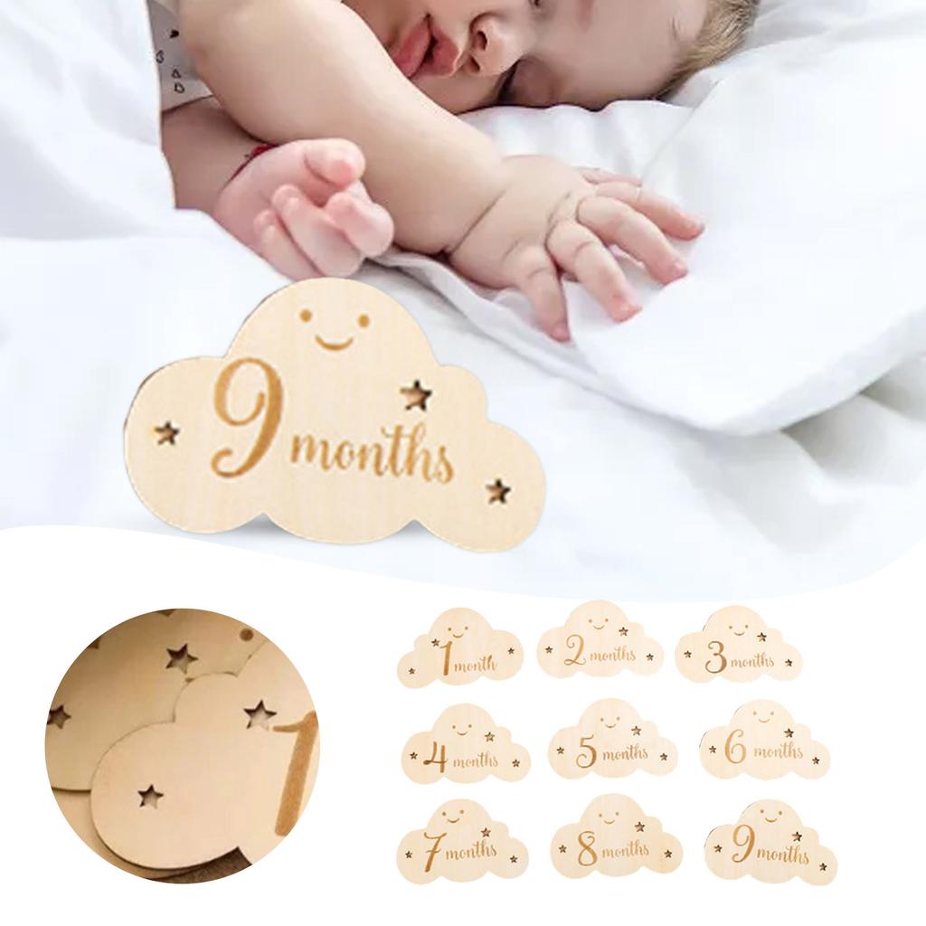 Holz Baby Wolke Doppeltes Wachstumsmonatsschild Für Geburtsjahr Und Monat Aufzeichnung Fotografie Requisite Im Dunkeln Tisch Für Partys