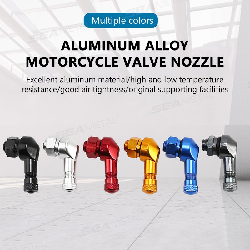 SEAMETAL 2PCS Universal Motorcycle Wheel Tire Valves Stem Cap Air Tire Cover 90 Degree CNC Aluminum Alloy Tubeless Valve Stems Valve Stems 1