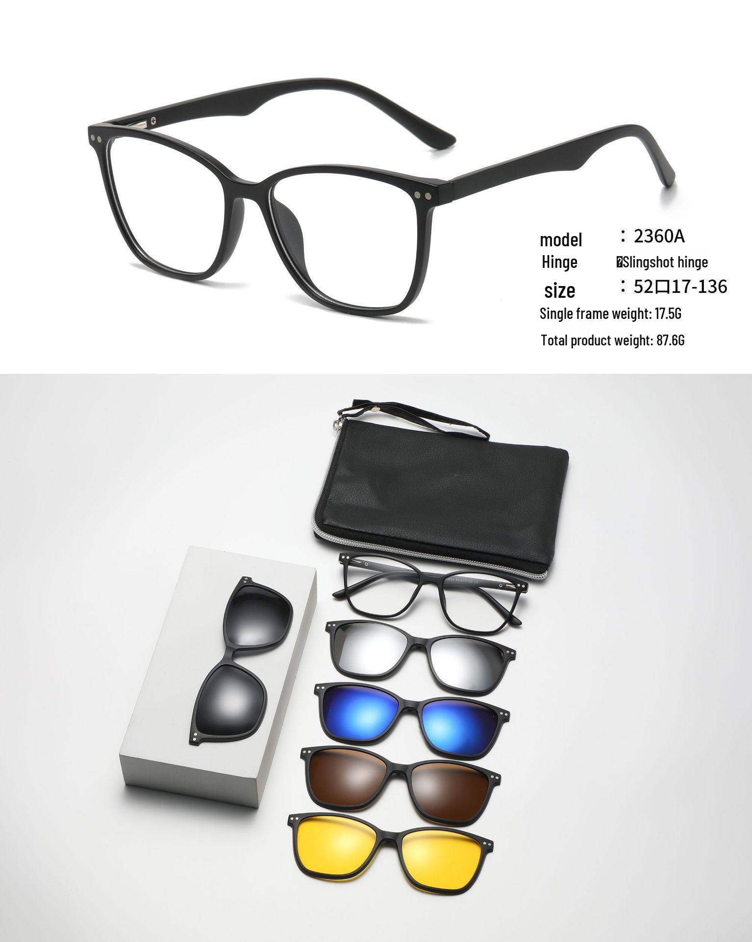 Unisex Polarized Magnetic Clip-on Lenses: Myopia  UV Protection, Night Vision, Multi-Color Options