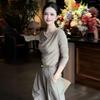 La Chapelle Women's Light Luxury Two-Piece Long-Sleeve Pants Set