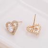 European Heart-Shaped Rhinestone Stud Earrings - Elegant Women's Fashion Accessories