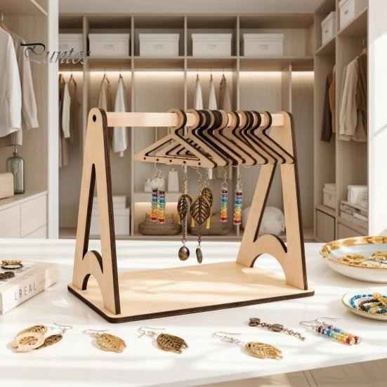 Wooden Jewelry Display Stand Earring Rack, Clothes Drying Rack Design, Decorative Small for Dressing Table Holder Stand, Tabletop Home Vanity