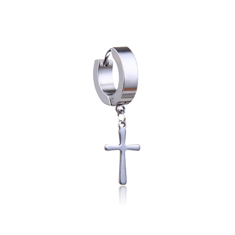 

1 Pcs Stainless Steel Ear Studs Earrings Ear Ring Zircon Decoration 2020 Winter Black Tassels Cross Unisex for Women and Men 1 piece