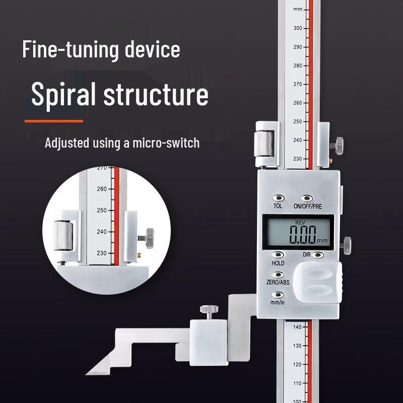 High-Precision Digital Height Gauge, Stainless Steel, 0-200/300/500mm
