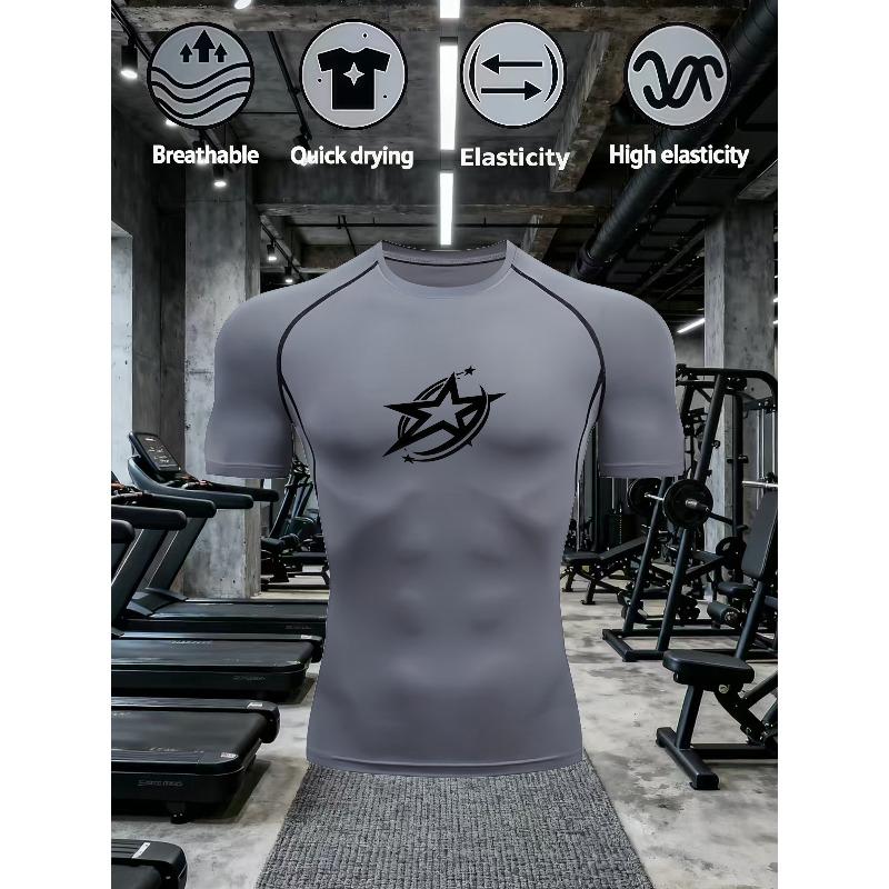 Men's High-Stretch Gym Compression T-Shirt with Quick-Dry & Breathable Fabric Casual Training Top