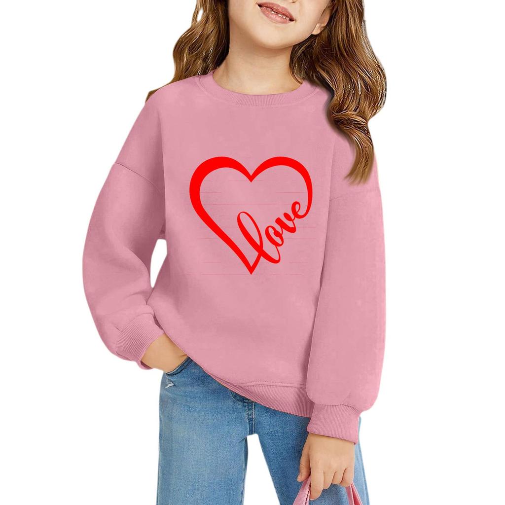 Mädchen Rundhals-Pullover für Kinder Bedruckte Baby-Oberteile Valentinstag