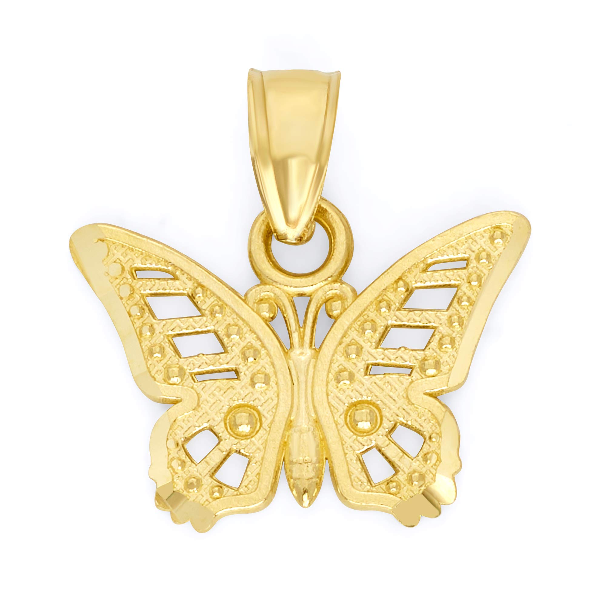 

10K Genuine Pure Gold Butterfly Pendant, an animal charm symbolizing freedom and strength.