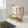 Kitchen Sink Organizer Rack RustResistant Rustproof Sponge Holder with Drain Tray for Washroom