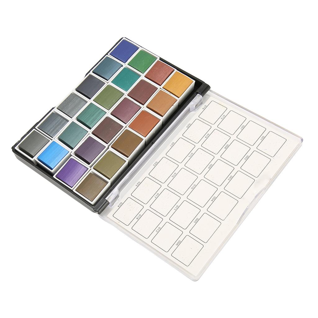 24 Colors Watercolor Paint Set Retro Pearlescent Effect High Color Rendering Watercolor Set for