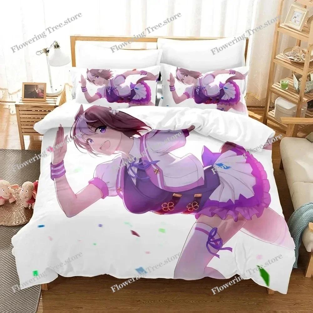 Stampa 3D Anime Pretty Derby Set Biancheria da Letto Ragazzi Ragazze Twin Queen Size Copripiumino Federa Letto Ragazzi Adulti Tessile per la Casa