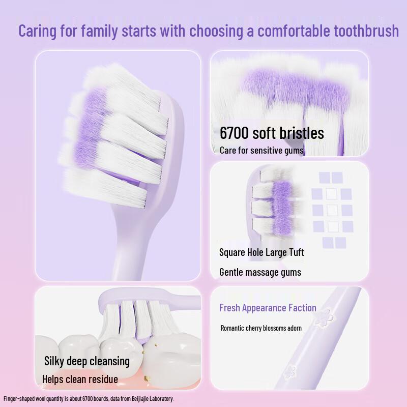 Beijiajie Cherry Blossom Ultra Soft Small Head Toothbrush, 4-Pack