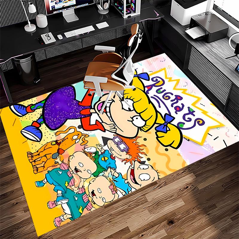 1pc Rugrats Print Area Rug - Soft,Washable Non-Slip Indoor Mat for Office Chairs,Living Room,Home Office Decorative Rug