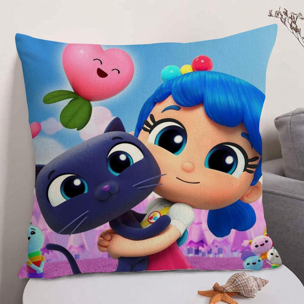 

Cartoon TTrue Rainbow Kingdom Cushion Cover Natural Linen Organic Fabric DoubleSided Printing Sofa Home Decor Gift Pillow Case 30X30cm