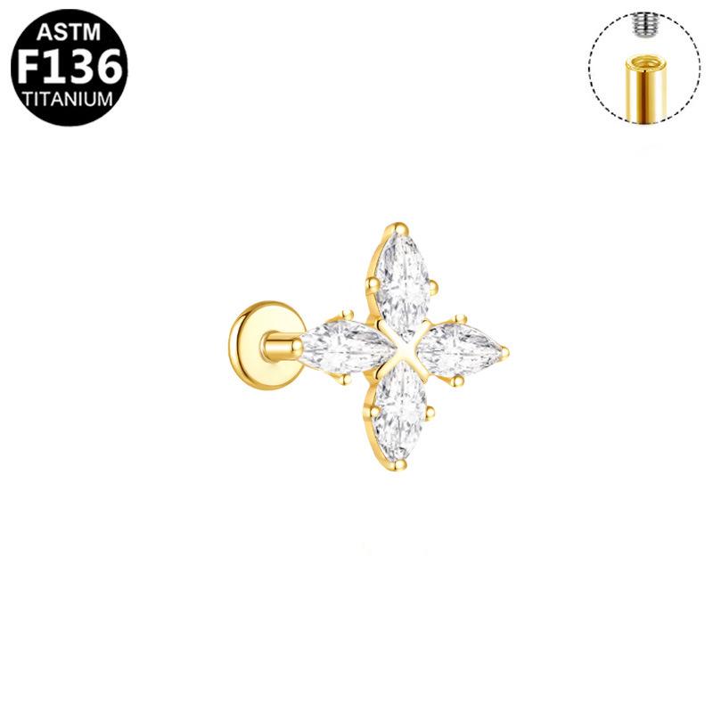 Titanium F136 Moon Threaded Cartilage Stud Earrings - Trendy European & American High-End Fashion