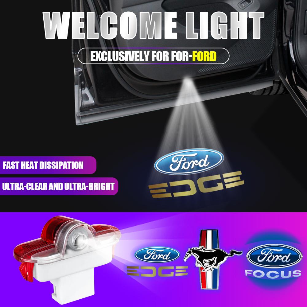 ugsbf6 2PCS Car HD Induction Lamp Laser LED Welcome Light Decoration Accessory For Ford Max 2007-2008 Mondeo 2007-2013 FOCUS Mustang