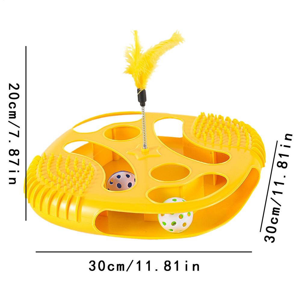 

Cat Toy Ball Track Cat Track Ball Toy With Feathers Interactive Kitten Game For Home Boredom Relief Exercise Entertainment жовтий