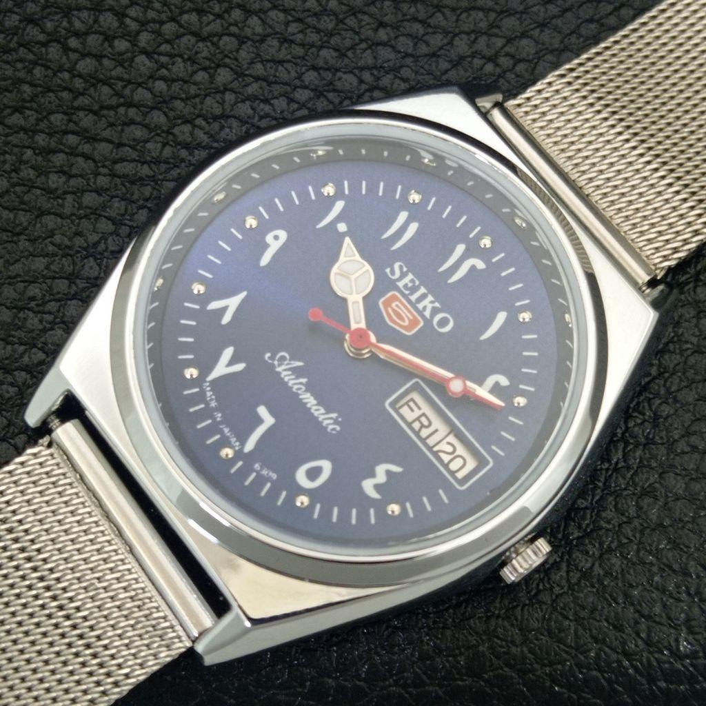 VINTAGE SEIKO 5 AUTOMATIC 6309A REFURBISHED JAPAN MENS BLUE DIAL WATCH a442602-1