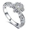 Luxury Crystal Flower Snowflake Ring Women Wedding Engagement Party Finger Ring