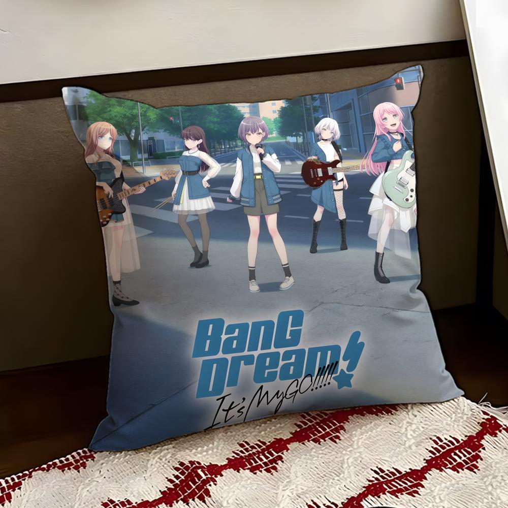 Anime BBanG DDream Its MyGO Cushion Cover Reversible Soft Durable Pillow Cover Home  Car MultiScene Use for Daily Comfort