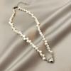 Baroque Freshwater Love Pearl Necklace Fashion Magnet Buckle Design Sense Clavicle Chain Special-Shaped Pearl Neck Chain
