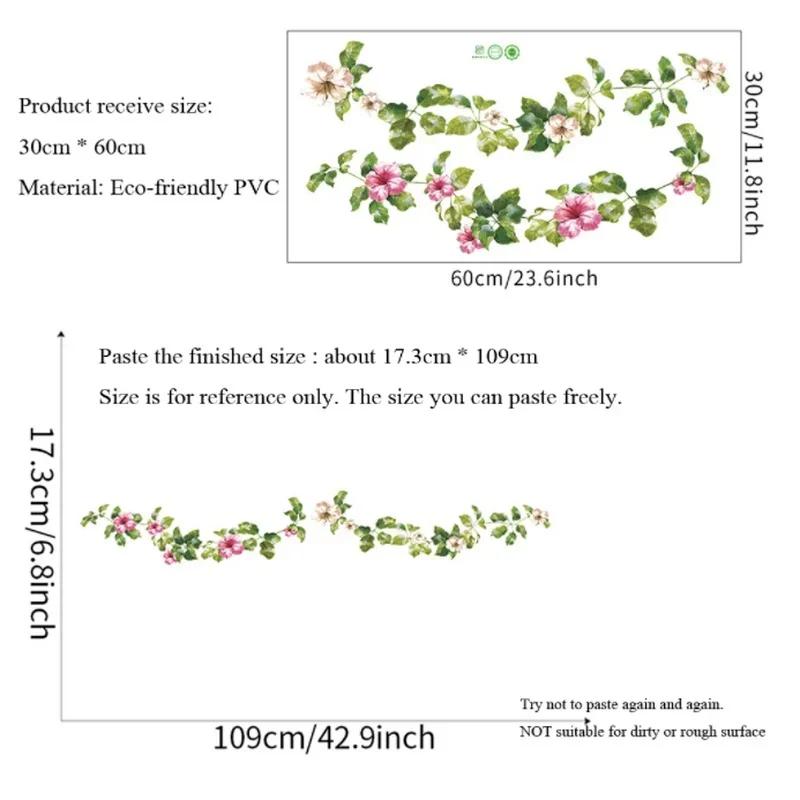 Autocolant de Perete cu Viță de Flori cu Frunze Verzi Decorațiuni Dormitor Living Murală Acasă Autocolante Dulap Înfrumusețează Tapetul