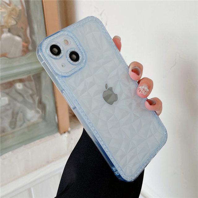 Crystal Clear Slim Diamond Pattern Phone Case For Iphone 14 Pro 13 12 11 Pro Max X Xr Xs Max Soft Transparent Shockproof Cover
