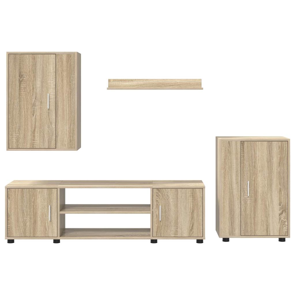 Wall Mounted TV Cabinet Set 4 Pcs Sonoma Oak Engineered Wood