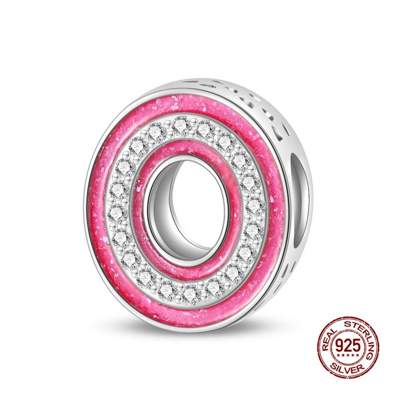 New In 26 Pink Pave A- Z Alphabet Beads Copper Love Letter Charm Fit Original 3Mm Charms Bracelet Bangle Fine Jewelry Gifts