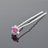 Alloy Diamond Studded Rose Hair Fork U-shaped Hairpin Brides Braided Hair Princess Diamond Studded Rose Headpiece Ladies Jewelry