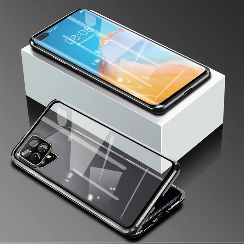 Coque de téléphone magnétique en métal pour Poco F7 Ultra X7 X6 F6 F5 Pro C75 M7 5G Housse en verre trempé double face Protection d'objectif Coques