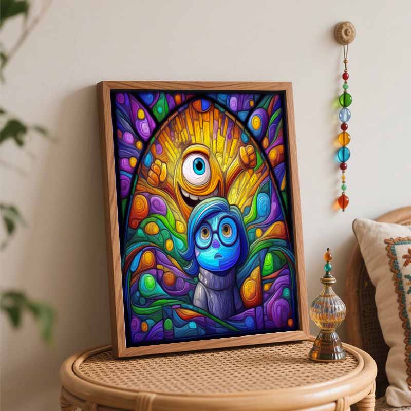 Disney Stained Glass DIY Oil Painting Kits Hand Painting Home Decor Craft Gift Ideas Art Work Vibrant Color Fun Emotions Wall Decor Set