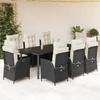 VidaXL 9-piece Garden Dining Set Black Cushions Braided Resin 3213172