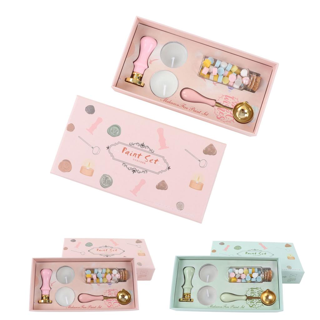 Wax Stamp Kit Retro Removable Handle Iris Pattern Wax Stamp Sealing Kit for Envelope Invitation