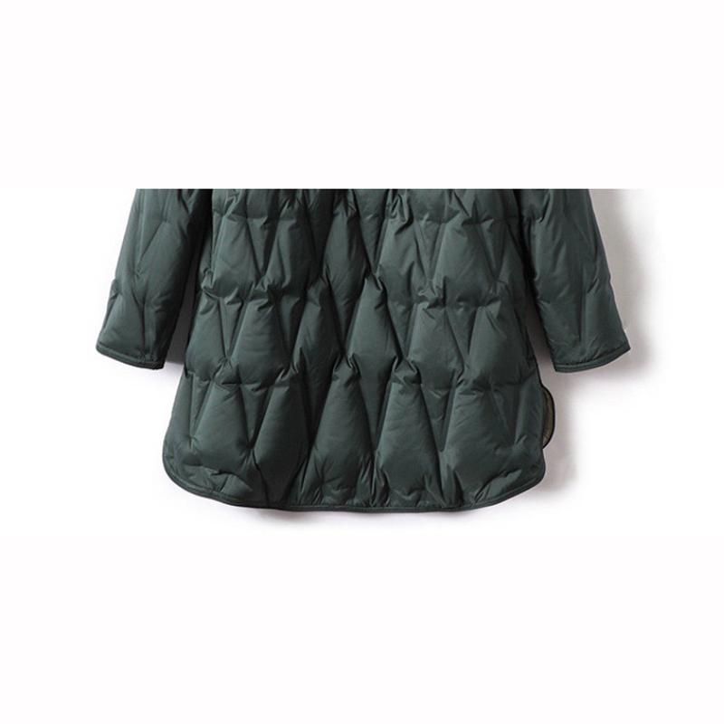 Autumn Winter Women Down Long Jacket Single Breasted Double Sided Puffer Coat