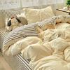 Striped Bedding Set Korean Style Duvet Cover Set Flat Sheets Set Single Twin Double Size Bed Linen Set Back To School Season