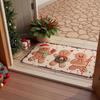 VIKAMA Cartoon Gingerbread Man Welcome Floor Mat Anti-slip Washable Outdoor-Indoor Entrance Rug Christmas Decoration