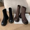 Bottes élastiques à talon épais rétro, bottes fines, bottes Martin à semelle épaisse, bottes courtes, nouvelles bottes courtes à talon haut pour femmes, bottes chaussettes d'automne