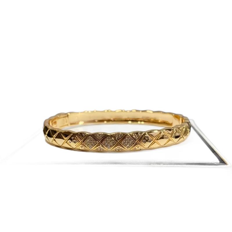 2026 klassisches Rautenmuster Vollbohrer Armband Damen leicht luxuriös High-End breit und schmal vergoldet 18K Diamant Partnerarmband