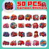50 Fire Truck Stickers Children'S Cartoons Fire Truck Stickers Kindergarten Early Education Skateboard Stickers