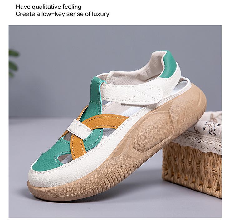 2025 Women's Thick-Soled Velcro Sandals – Breathable, Soft, Casual White Shoes