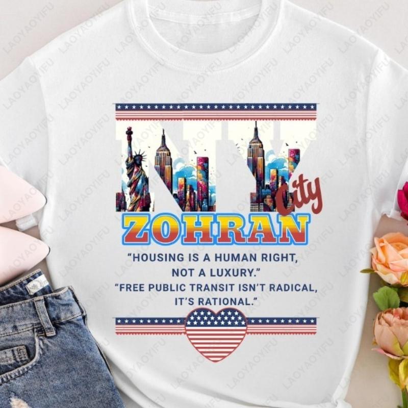 10 от Zohrans Campaign Мэр Мамдани 2025 Футболки Первый мусульманский мэр Нью-Йорка Голосуй за Zohran Прогрессивные демократы Топы Хлопковая рубашка S