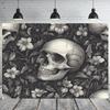 Skull and Floral Tapestry, Gothic Wall Art for Bedroom, Living Room, Create a Darkly Elegant Atmosphere with This Unique Decor